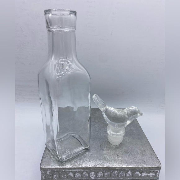 Clear Glass Bottle Featuring Clear Glass Bird Stopper Home Decor Storage - Picture 4 of 8